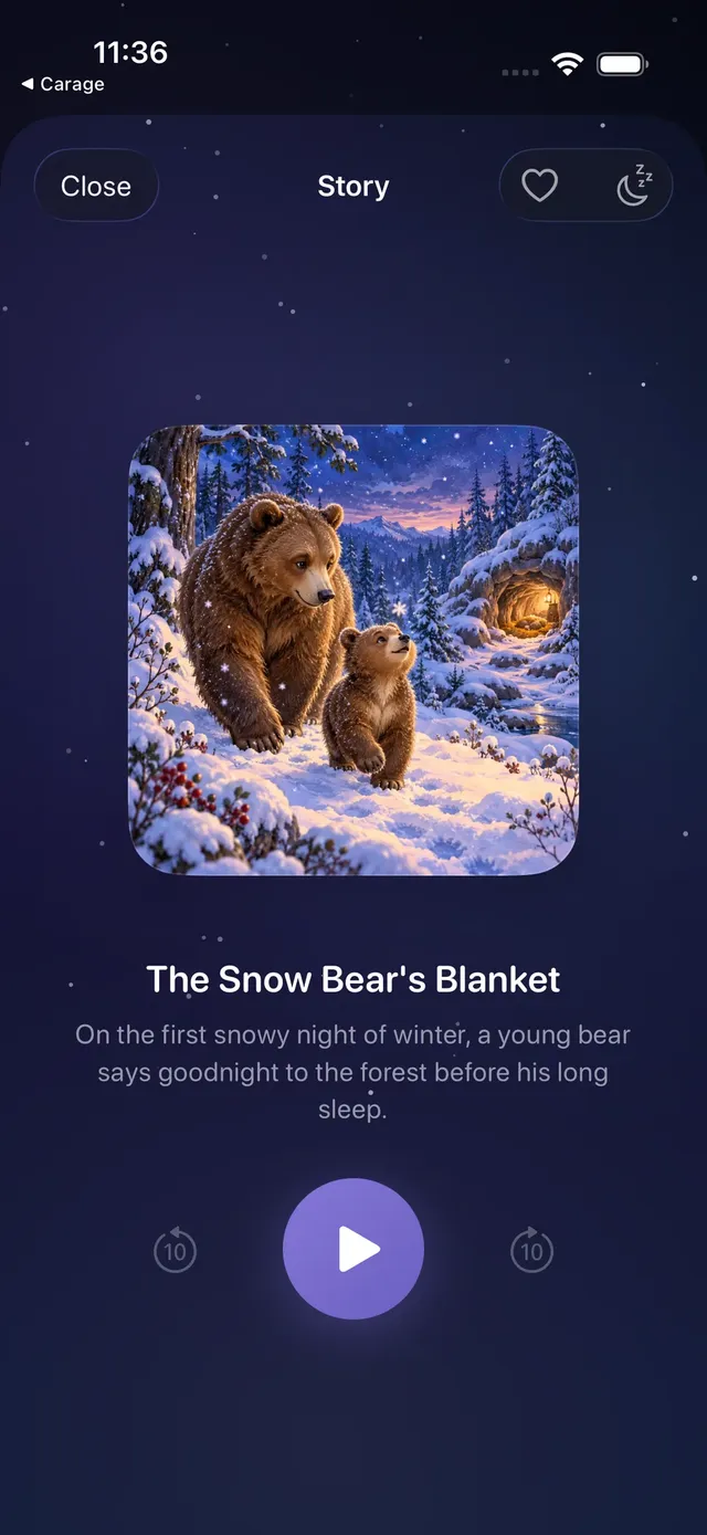 Droply Kids story player with The Snow Bear's Blanket